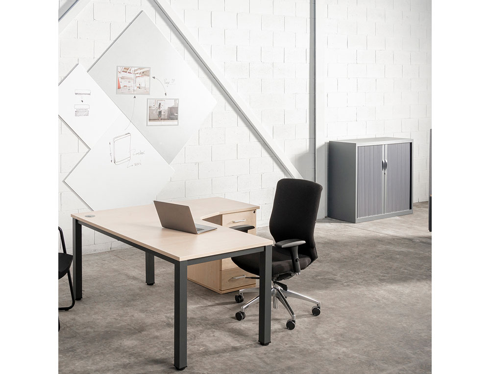 ARMARIO METALICO ROCADA DOS PUERTAS TIPO PERSIANA CON CUATRO BALDAS SERIE STORE 198X120X45 CM GRIS/GRIS