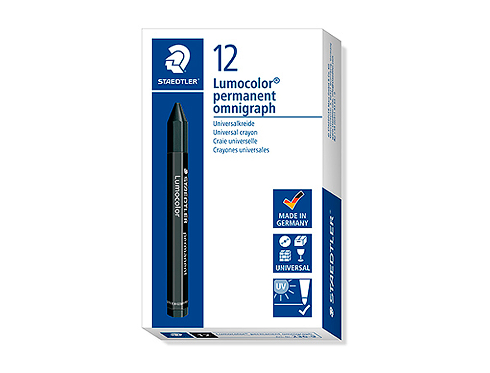 CERA STAEDTLER PARA MARCAR NEGRO LUMOCOLOR PERMANENTE OMNIGRAPH 236 CAJA DE 12 UNIDADES