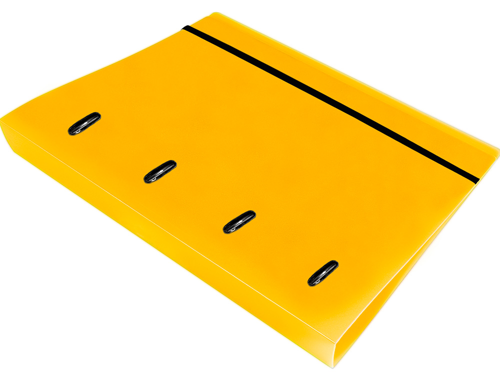 CARPETA CON RECAMBIO LIDERPAPEL A4 CUADRO 5MM 100 HOJAS 80G POLIPROPILENO 4 ANILLAS 25MM COLOR AMARILLO