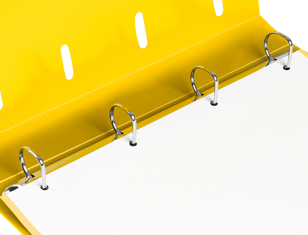 CARPETA CON RECAMBIO LIDERPAPEL A4 CUADRO 5MM 100 HOJAS 80G POLIPROPILENO 4 ANILLAS 25MM COLOR AMARILLO