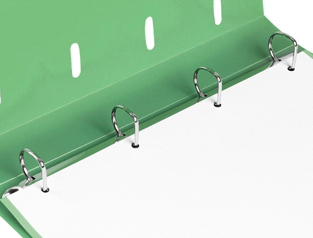 CARPETA CON RECAMBIO LIDERPAPEL A4 CUADRO 5MM 100 HOJAS 80G POLIPROPILENO 4 ANILLAS 25MM COLOR VERDE