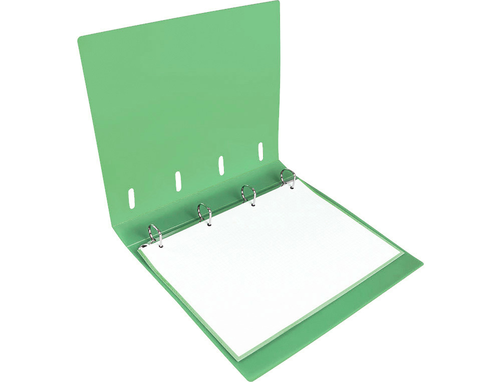 CARPETA CON RECAMBIO LIDERPAPEL A4 CUADRO 5MM 100 HOJAS 80G POLIPROPILENO 4 ANILLAS 25MM COLOR VERDE