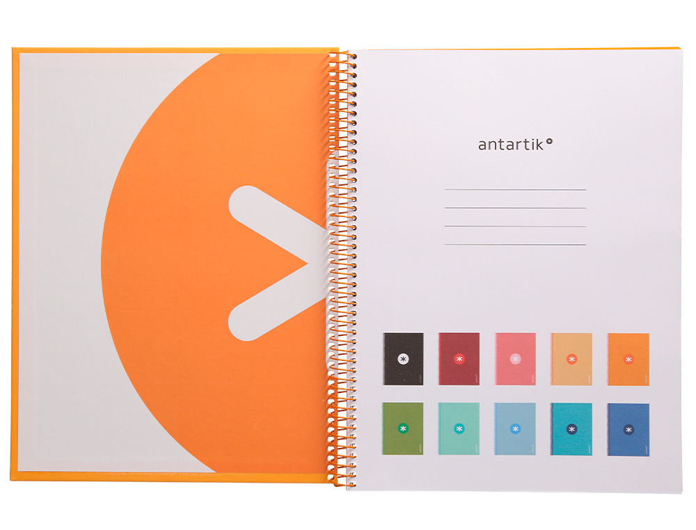 CUADERNO ESPIRAL A4 MICRO ANTARTIK TAPA FORRADA 80H 90 GR CUADRO 5MM 1 BANDA 4 TALADROS MOSTAZA