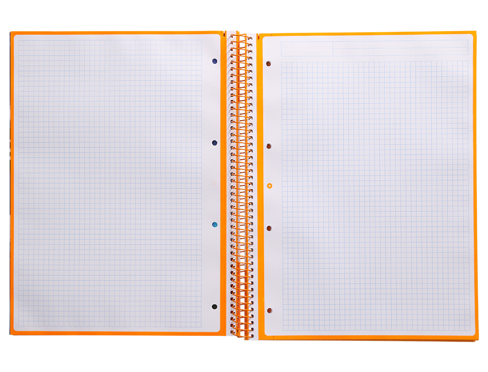 CUADERNO ESPIRAL A4 MICRO ANTARTIK TAPA FORRADA 80H 90 GR CUADRO 5MM 1 BANDA 4 TALADROS MOSTAZA