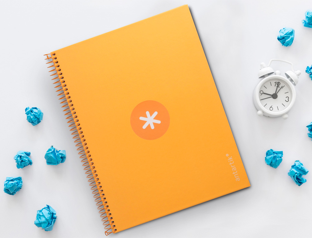 CUADERNO ESPIRAL A4 MICRO ANTARTIK TAPA FORRADA 80H 90 GR CUADRO 5MM 1 BANDA 4 TALADROS MOSTAZA