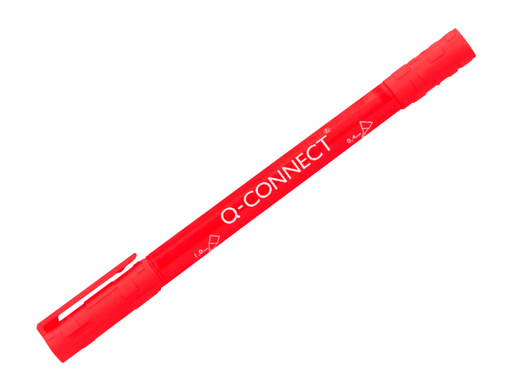 ROTULADOR Q-CONNECT MARCADOR PERMANENTE DOBLE PUNTA COLOR ROJO 0,4 MM Y 1 MM