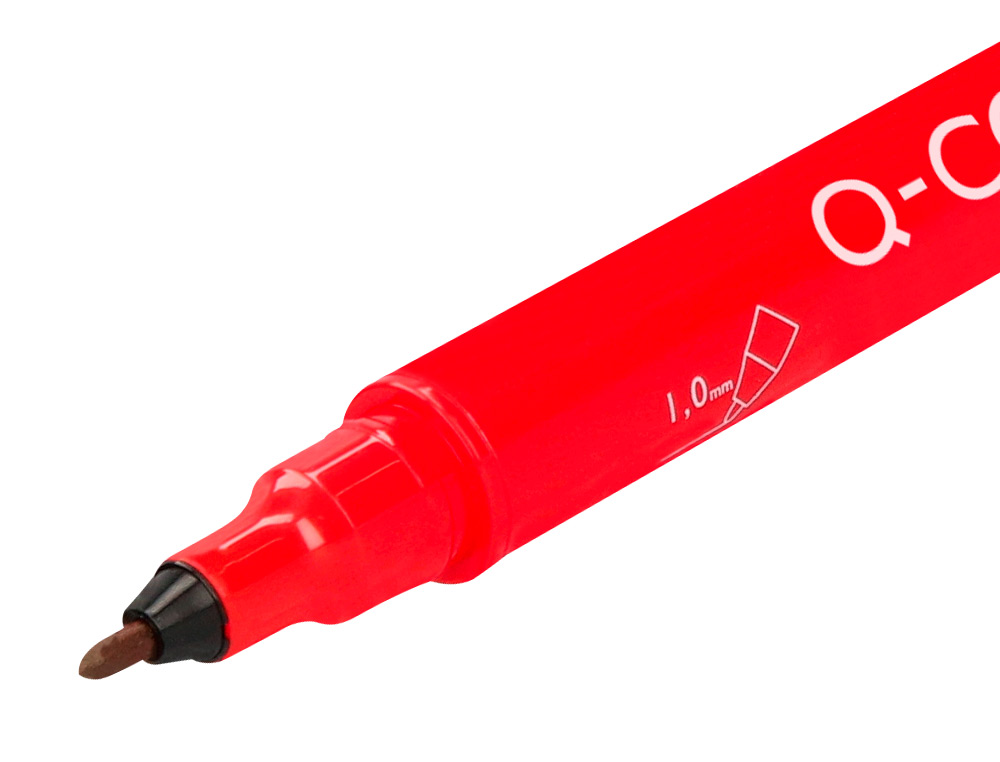 ROTULADOR Q-CONNECT MARCADOR PERMANENTE DOBLE PUNTA COLOR ROJO 0,4 MM Y 1 MM