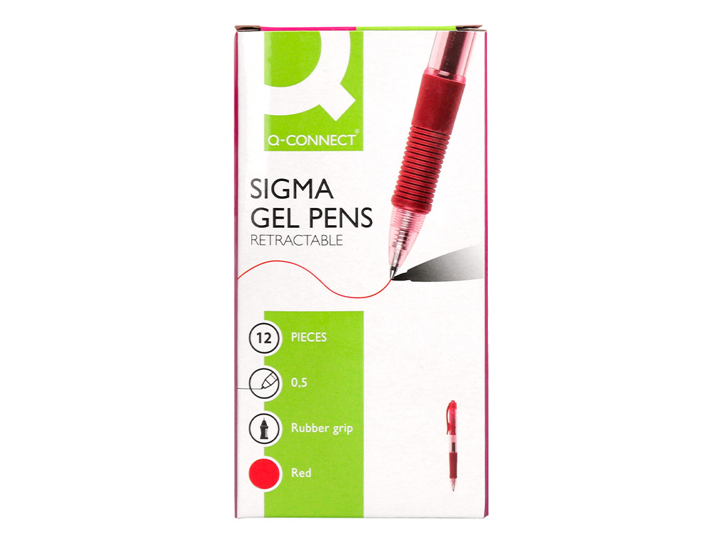 BOLIGRAFO Q-CONNECT SIGMA RETRACTIL CON SUJECION DE CAUCHO TINTA GEL 0,5 MM COLOR ROJO