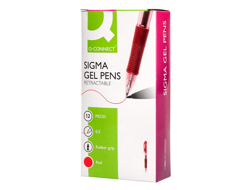 BOLIGRAFO Q-CONNECT SIGMA RETRACTIL CON SUJECION DE CAUCHO TINTA GEL 0,5 MM COLOR ROJO