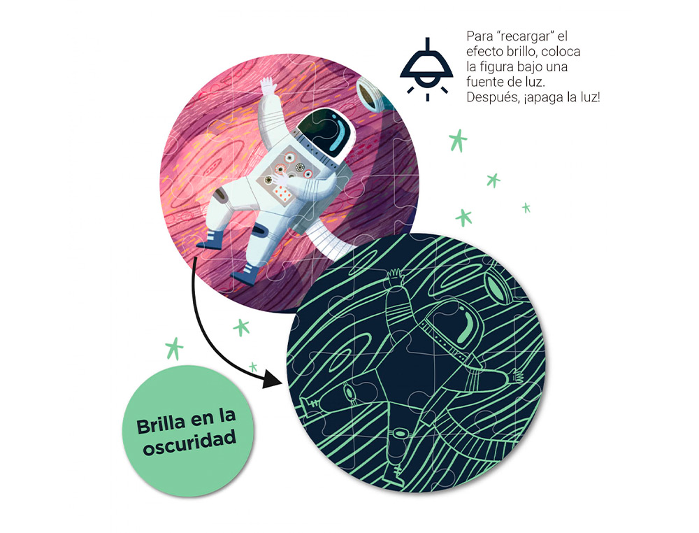 PUZLE APLI FLUORESCENTE SISTEMA SOLAR 104 PIEZAS TAMAO 5X5 CM