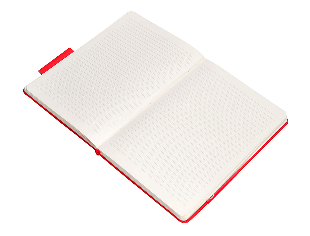 CUADERNO CON GOMILLA ANTARTIK NOTES TAPA DURA A5 HOJAS RAYAS ROJO 100 HOJAS 80 GR FSC
