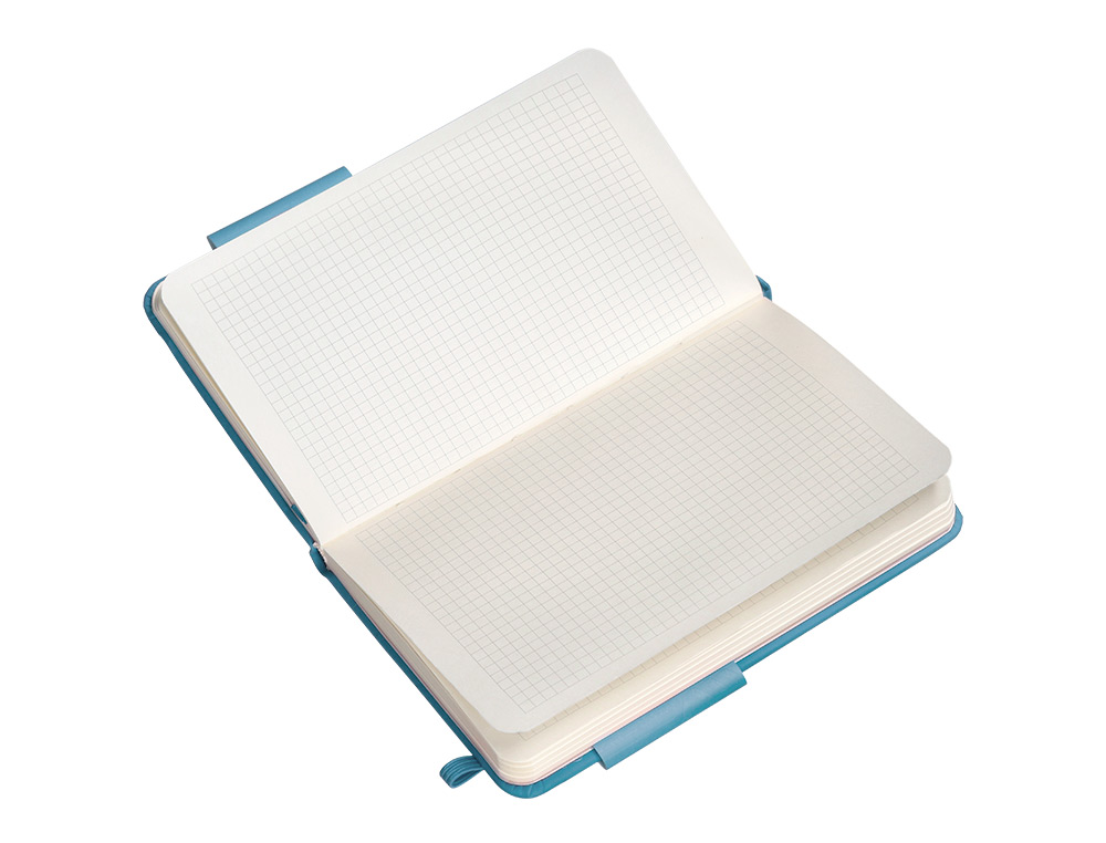 CUADERNO CON GOMILLA ANTARTIK NOTES TAPA DURA A6 HOJAS CUADRICULA AZUL CLARO 100 HOJAS 80 GR FSC