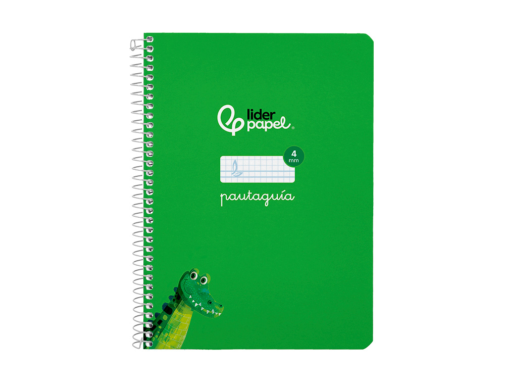 CUADERNO ESPIRAL LIDERPAPEL A5 PAUTAGUIA TAPA BLANDA 40H 75GR CUADRO PAUTADO 4MM COLOR VERDE