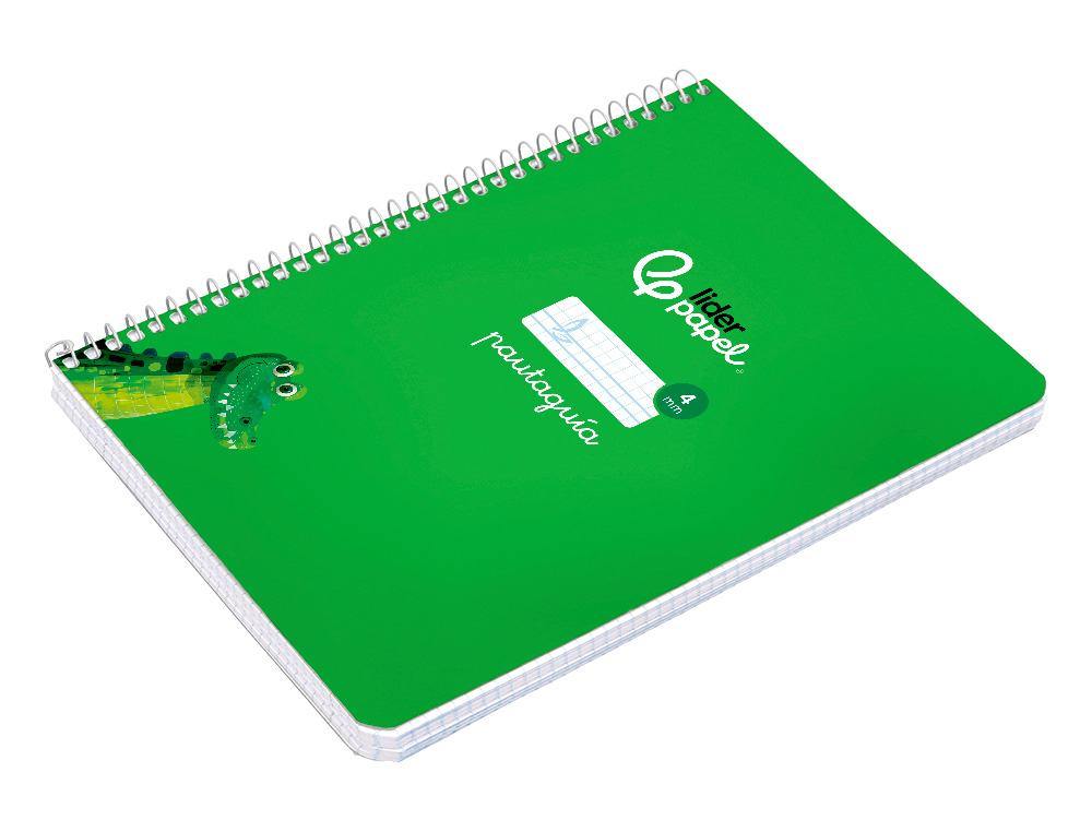 CUADERNO ESPIRAL LIDERPAPEL A5 PAUTAGUIA TAPA BLANDA 40H 75GR CUADRO PAUTADO 4MM COLOR VERDE