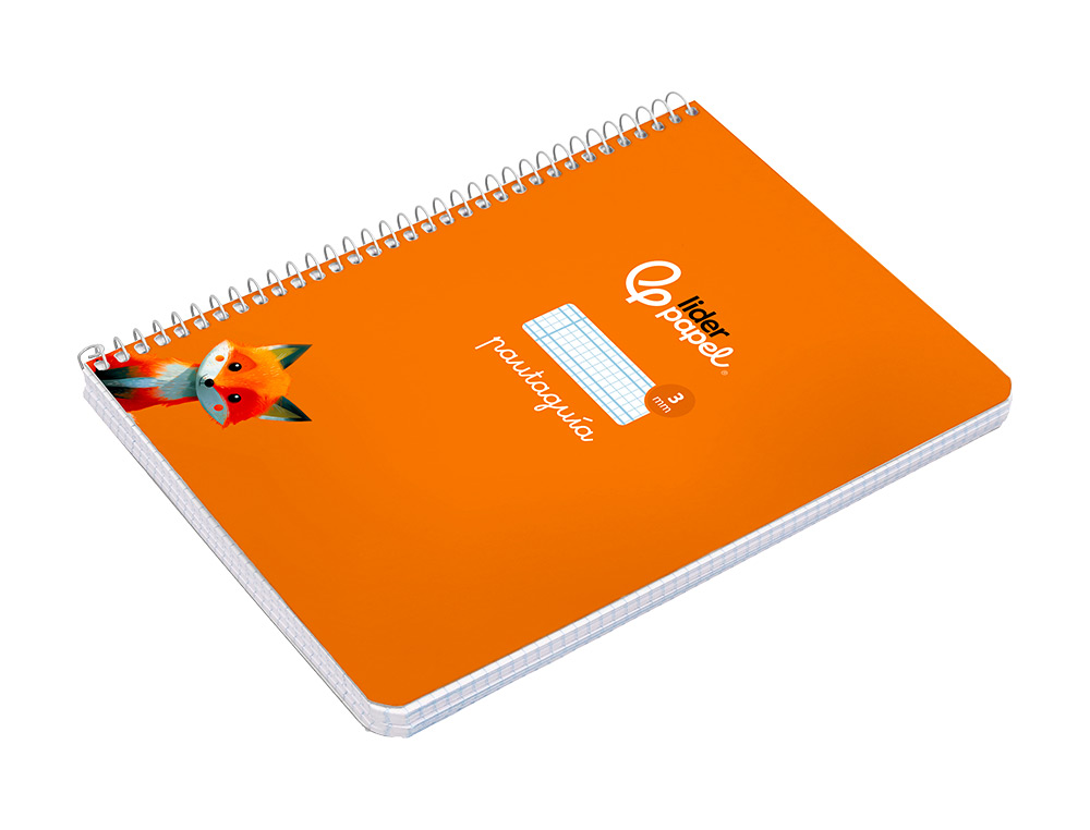CUADERNO ESPIRAL LIDERPAPEL A5 PAUTAGUIA TAPA DURA 80H 90GR CUADRO PAUTADO 3MM COLOR NARANJA
