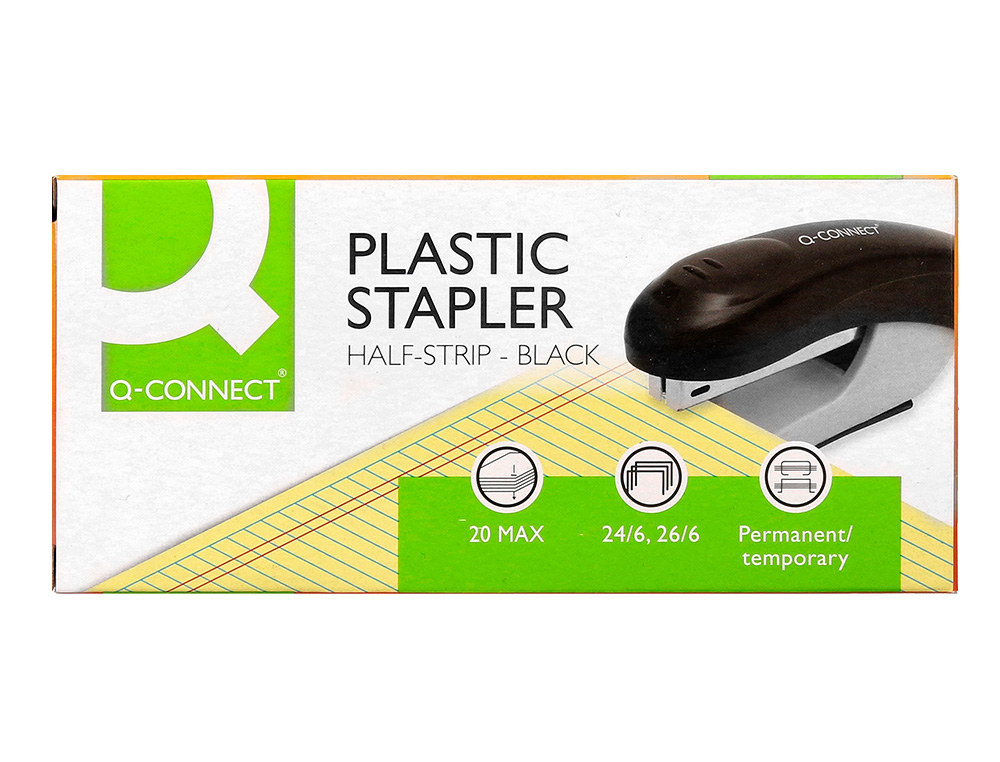 GRAPADORA Q-CONNECT KF14204 PLASTICO ABS NEGRA CAPACIDAD 20 HOJAS