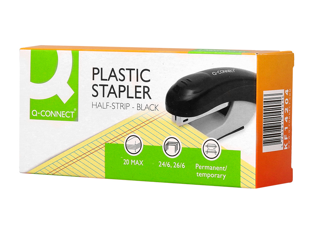 GRAPADORA Q-CONNECT KF14204 PLASTICO ABS NEGRA CAPACIDAD 20 HOJAS