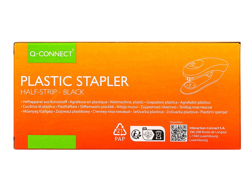 GRAPADORA Q-CONNECT KF14204 PLASTICO ABS NEGRA CAPACIDAD 20 HOJAS