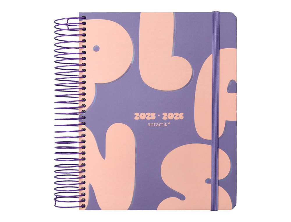 AGENDA ESCOLAR ANTARTIK 25-26 ESPIRAL PLANS MORADO DIA PAGINA A5 BILINGE PAPEL FSC 80 GR