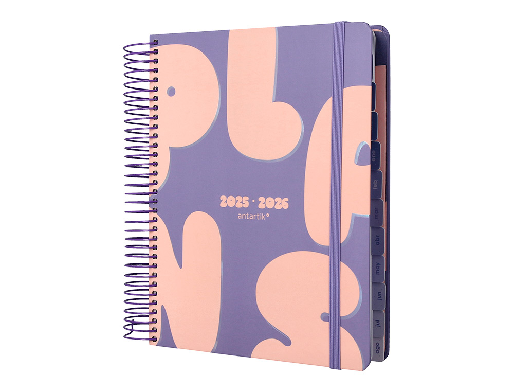 AGENDA ESCOLAR ANTARTIK 25-26 ESPIRAL PLANS MORADO DIA PAGINA A5 BILINGE PAPEL FSC 80 GR