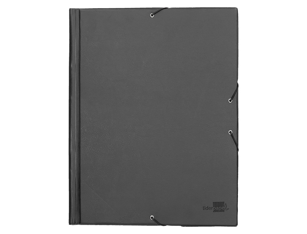 CARPETA LIDERPAPEL GOMAS TRES SOLAPAS PLASTICO FOLIO COLOR NEGRO