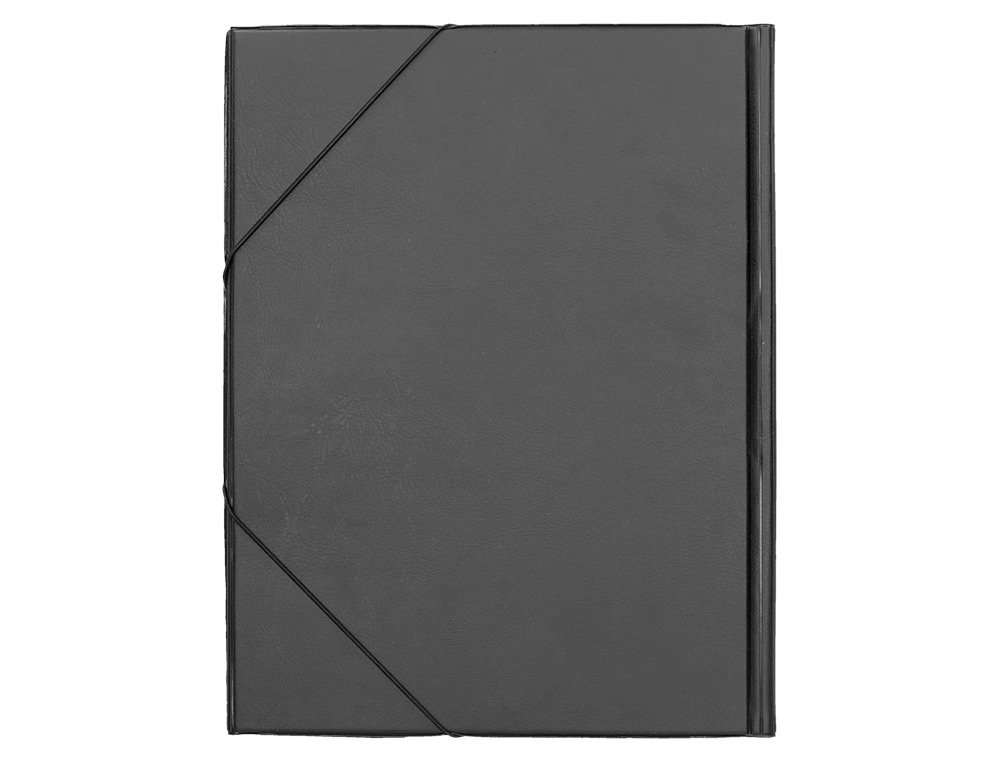 CARPETA LIDERPAPEL GOMAS TRES SOLAPAS PLASTICO FOLIO COLOR NEGRO