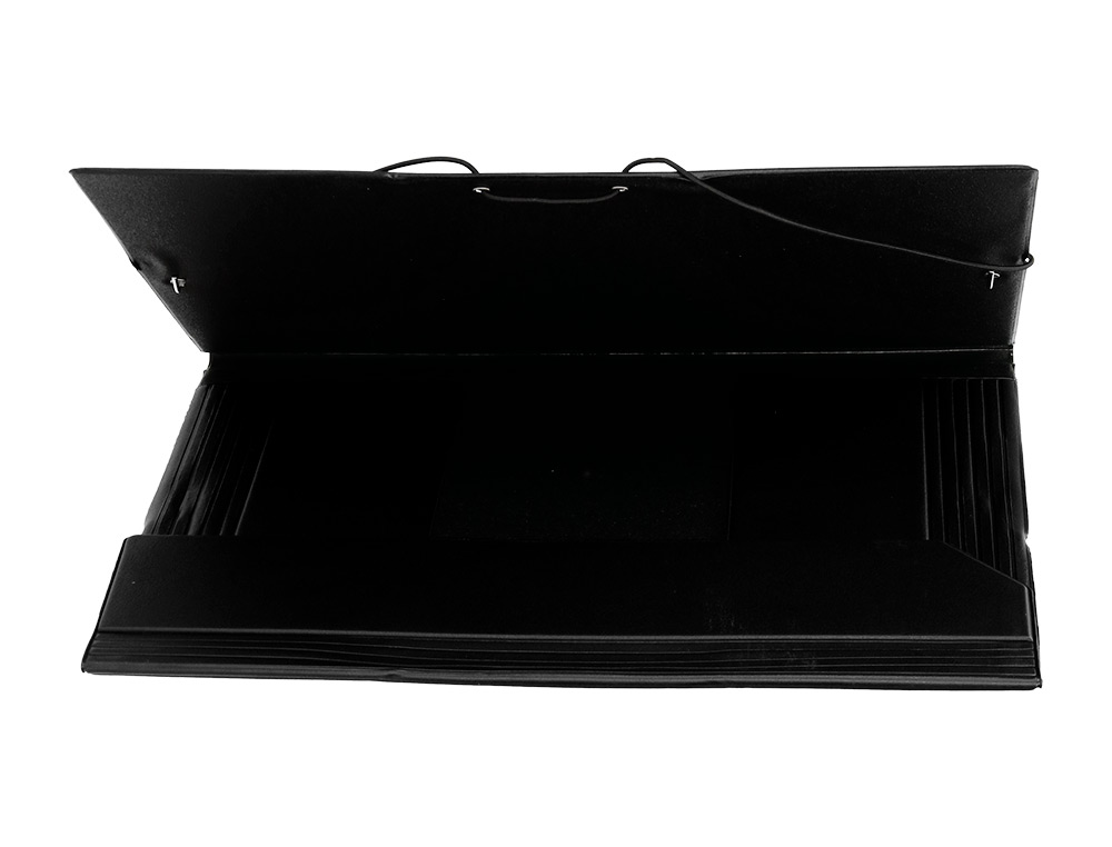 CARPETA LIDERPAPEL GOMAS TRES SOLAPAS PLASTICO FOLIO COLOR NEGRO