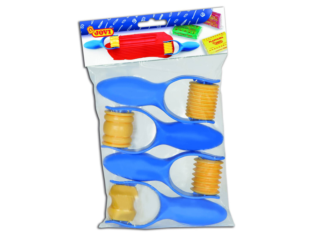 RODILLO JOVI PARA MARCAR Y MODELAR PASTA BOLSA DE 4 UNIDADES SURTIDAS