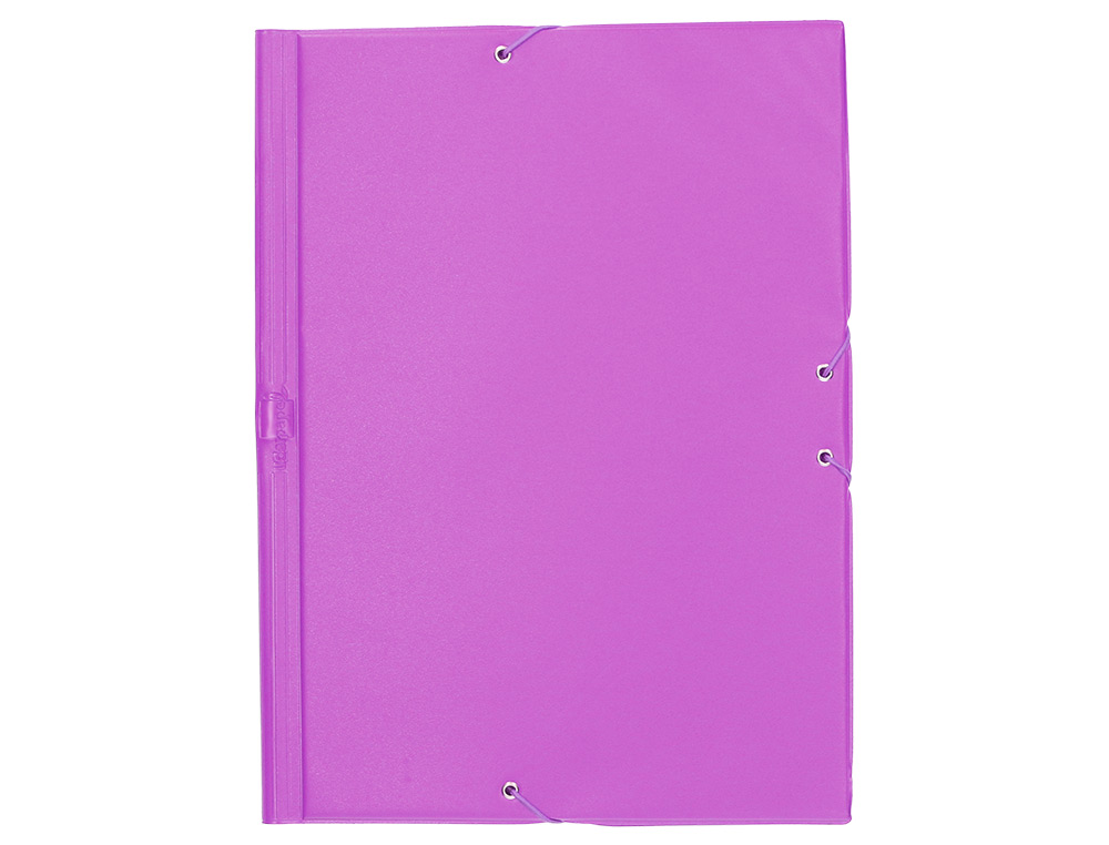 CARPETA LIDERPAPEL GOMAS TRES SOLAPAS PLASTICO FOLIO COLOR LILA