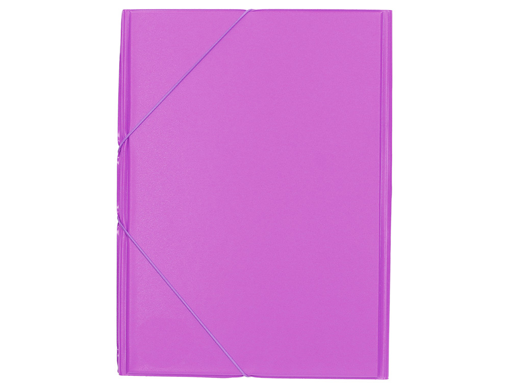 CARPETA LIDERPAPEL GOMAS TRES SOLAPAS PLASTICO FOLIO COLOR LILA