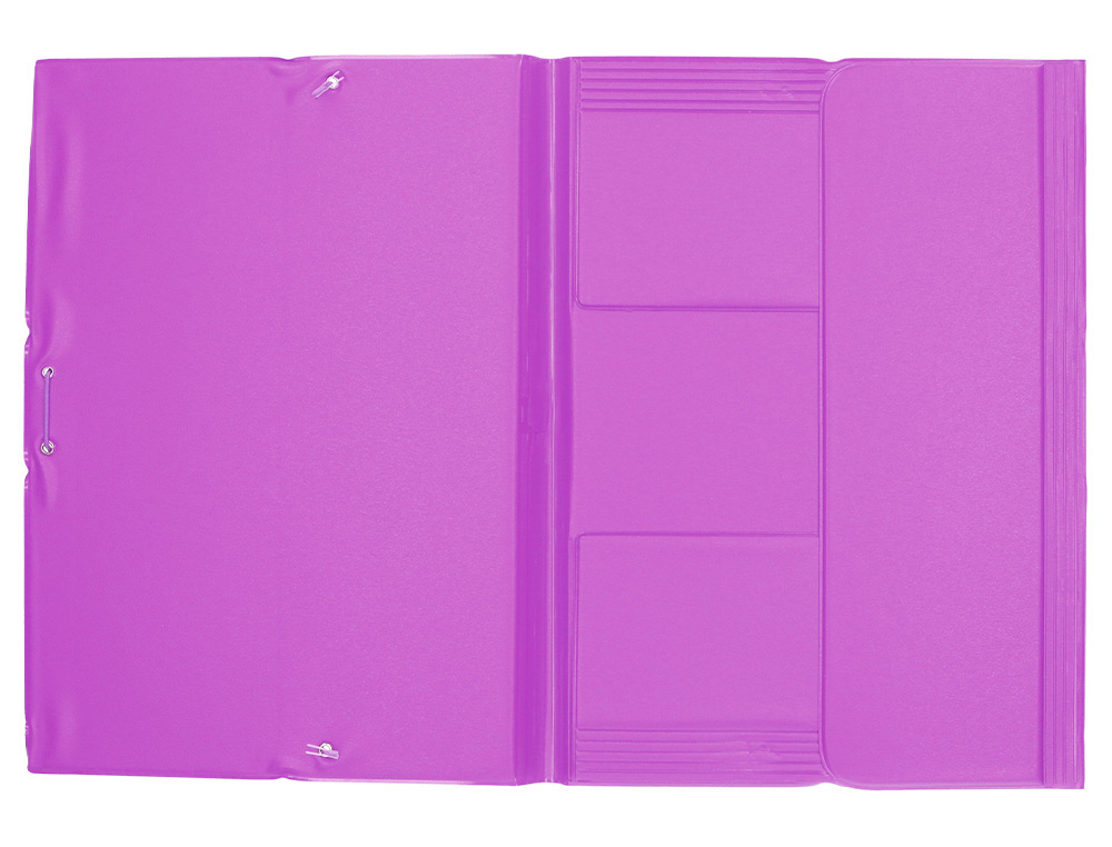CARPETA LIDERPAPEL GOMAS TRES SOLAPAS PLASTICO FOLIO COLOR LILA