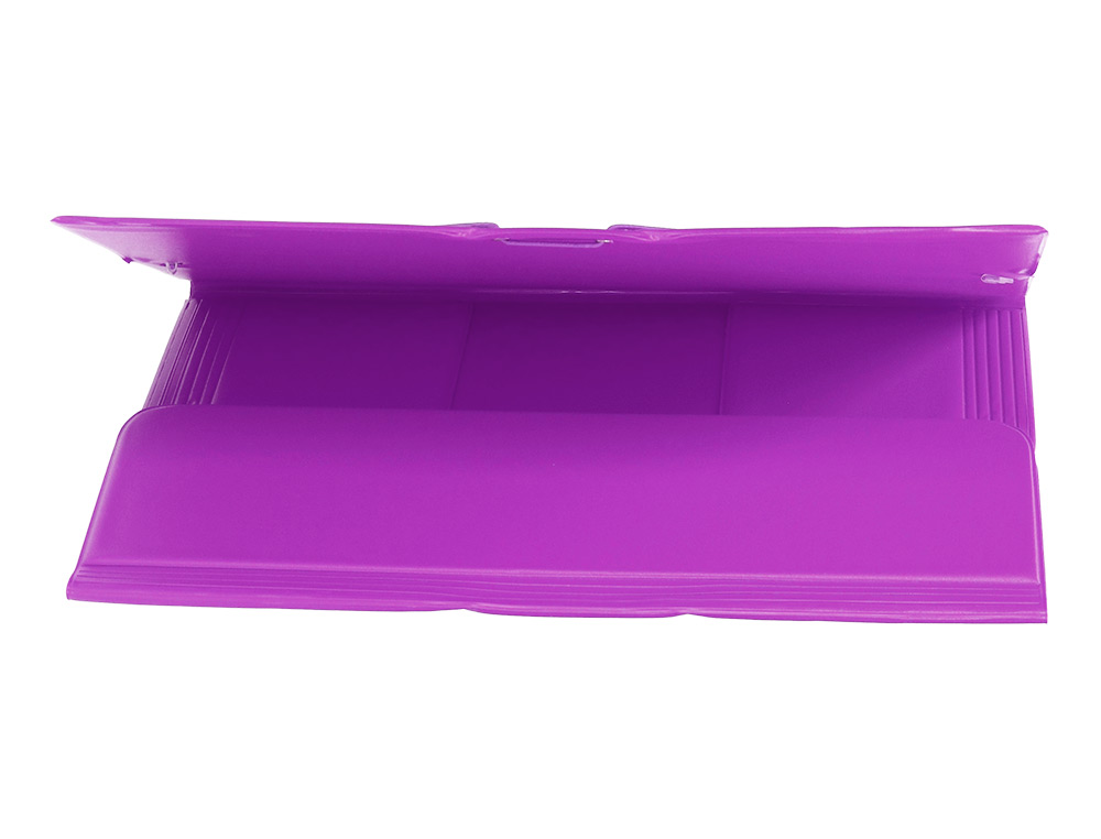 CARPETA LIDERPAPEL GOMAS TRES SOLAPAS PLASTICO FOLIO COLOR LILA