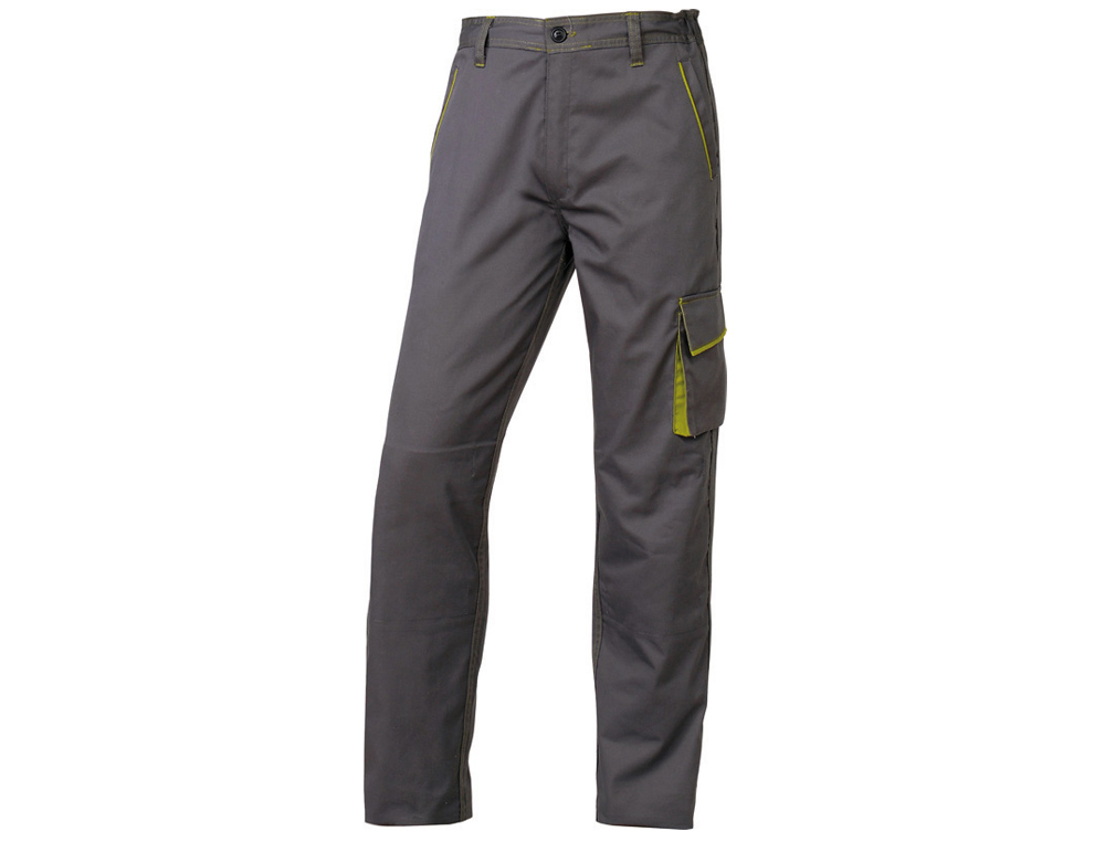 PANTALON DE TRABAJO DELTAPLUS CINTURA AJUSTABLE 5 BOLSILLOS COLOR GRIS VERDE TALLA L TALLA L