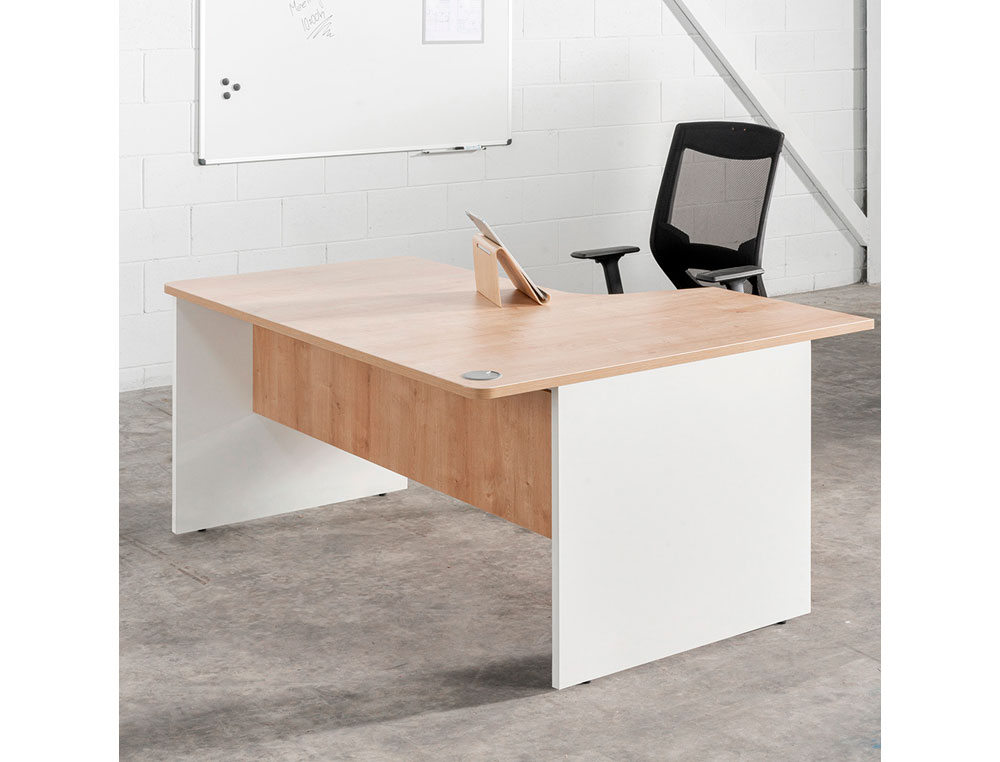 MESA ROCADA SERIE WORK 180X110X76 CM IZQUIERDA ACABADO AN02 GRIS/GRIS