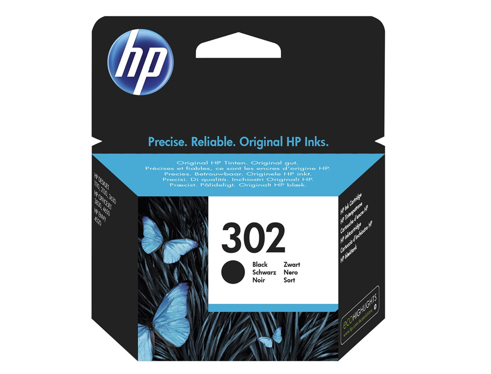 INK-JET HP 302 DESKJET 1110 / 2130 / 3630 OFFICEJET 3830 / 4650 ENVY 4520 NEGRO 190 PAG