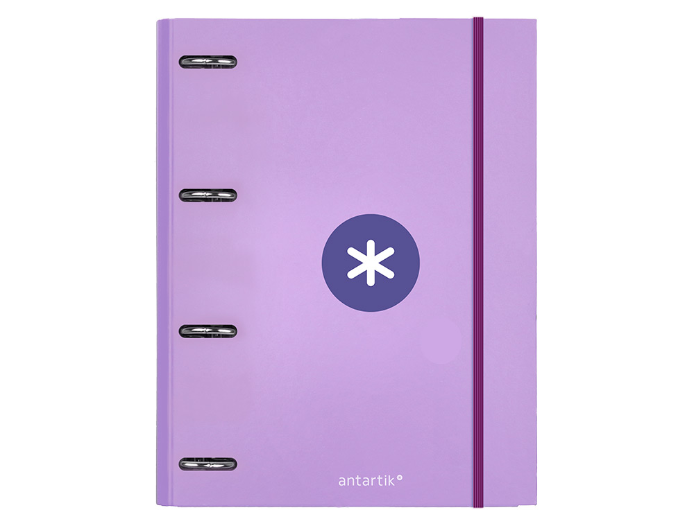 CARPETA CON RECAMBIO ANTARTIK A4 CUADRO 5MM FORRADA 4 ANILLAS 25MM REDONDAS COLOR LAVANDA