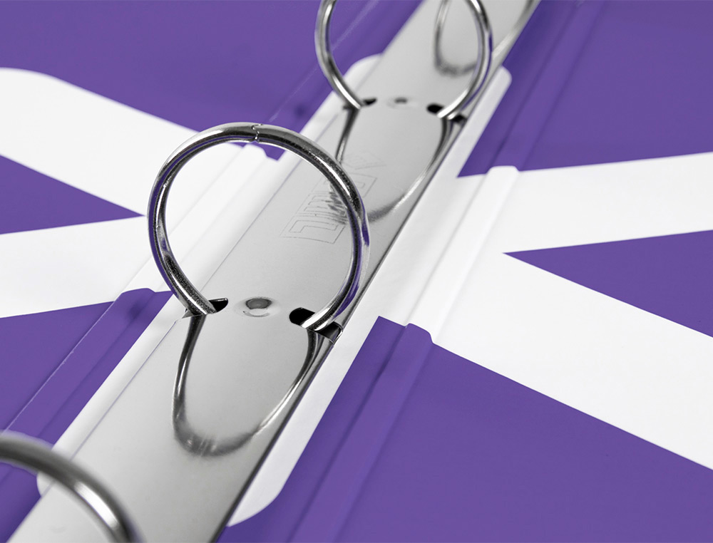 CARPETA CON RECAMBIO ANTARTIK A4 CUADRO 5MM FORRADA 4 ANILLAS 25MM REDONDAS COLOR LAVANDA